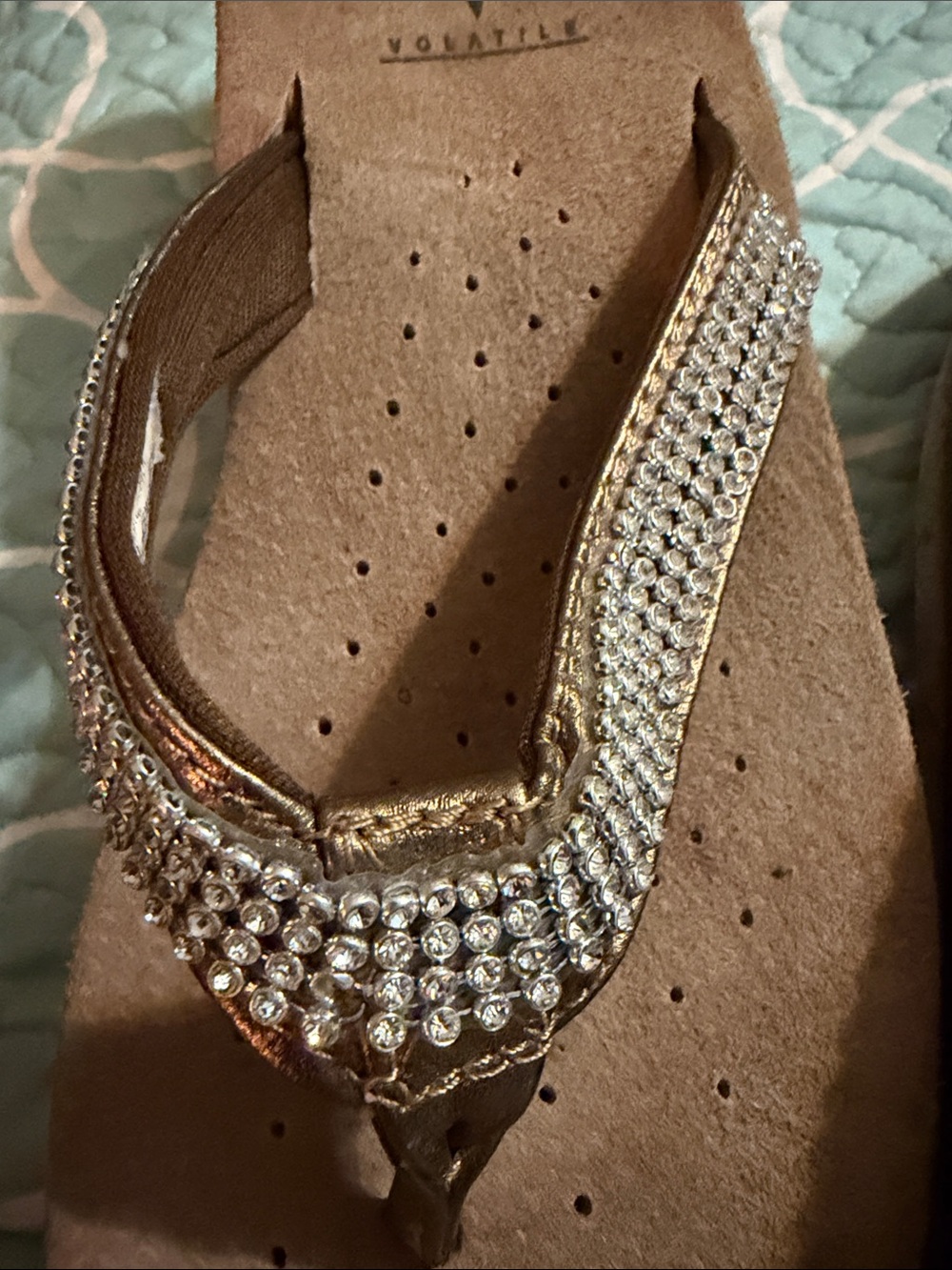Volatile Rhinestone Wedge Flip Flops - Picture 4 of 4